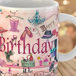 Keviv Pink & Blue Text or Slogans Printed Ceramic Glossy Mug 325 ml-picture-28