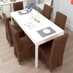 cortina Brown Polyester Stretchable 18x16 Inches Chair Covers (Pack of 6)-picture-20