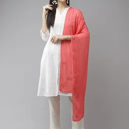ADA Pink Ethnic Motifs Embroidered Handloom Dupatta with Thread Work-picture-24