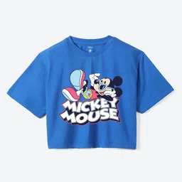 YK Disney Girls Mickey Mouse Graphic Printed Pure Cotton T-Shirt-picture-15