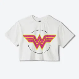 YK Warner Bros Girls Typography Wonder Woman Printed Boxy T-shirt-picture-28