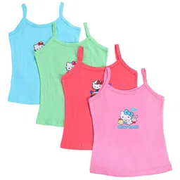 Bodycare Kids Girls Pack of 4 Assorted Hello Kitty Printed Cotton Innerwear Vests-image-97