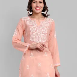 ADA Ethnic Motifs Chikankari Embroidered Thread Work Pure Cotton Thread Work Kurti-picture-39
