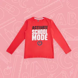 Pantaloons Junior Boys Red & White Typography Printed Pure Cotton Regular Fit T-shirt-picture-56