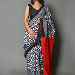KALINI Geometric Printed Pure Cotton Saree-picture-26