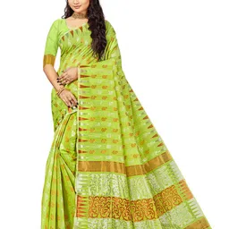 MANVAA Ethnic Motifs Woven Design Zari Pure Cotton Saree-image-56