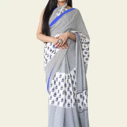 BUTA BUTI Ethnic Motifs Printed Pure Cotton Saree-picture-10