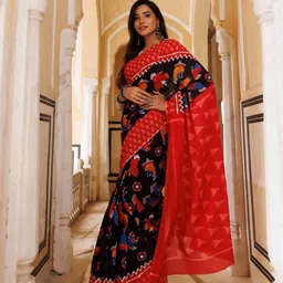 Ragavi Ethnic Motifs Printed Pure Cotton Saree-image-45