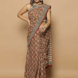 KALINI Paisley Printed Pure Cotton Saree-image-67