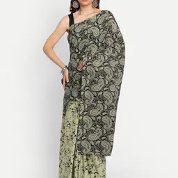 KALINI Paisley Printed Pure Cotton Saree-image-71