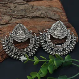 Ozanoo Silver-Plated Antique Artificial Stones Classic Chandbalis Earrings-picture-37