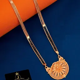 JEWEL WORLD Gold-Plated Stone Studded & Beaded Mangalsutra with Chain & Earrings-image-24