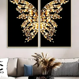 THE HANDMADE FLAIR Crystal Porcelain Black 2 Pcs Butterfly Wings Painted Framed Wall Art-picture-17