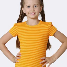 Van Heusen Girls Yarrow Tonal Striped Round Neck T-Shirt-image-4