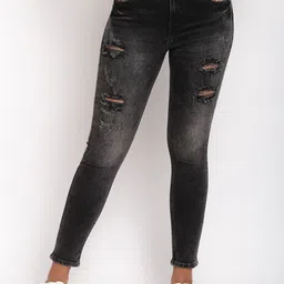 TALES & STORIES Women Skinny Fit Mildly Distressed Heavy Fade Denim Jeans-picture-27