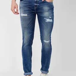 SPYKAR Men Skinny Fit Low-Rise Mildly Distressed Heavy Fade Stretchable Jeans-picture-33