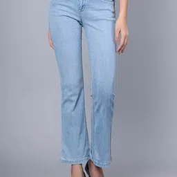 Cantabil Women Comfort Bootcut Clean Look Cotton Stretchable Jeans-image-93