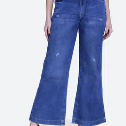 FCK-3 Women Clark Wide Leg High-Rise Low Distress Light Fade Stretchable Jeans-image-78