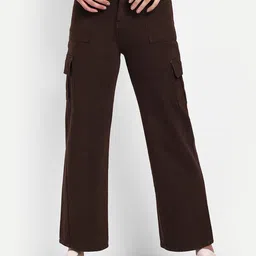 BROADSTAR Women Smart Wide Leg High-Rise Clean Look Stretchable Cropped Jeans-picture-29