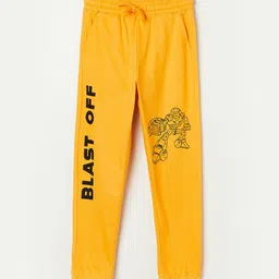 Fame Forever by Lifestyle Boys Yellow Printed Pure Cotton Track Pant-picture-33