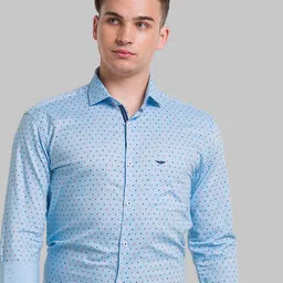 Park Avenue Men Blue Slim Fit Printed Formal Shirt-image-5
