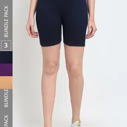 Jinfo Women Pack Of 3 Mid-Rise Sports Shorts-picture-38