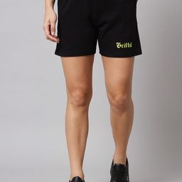 GRIFFEL Women Black Loose Fit Cotton Sports Shorts-picture-40