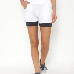 CHKOKKO Women White Training or Gym Sports Shorts-image-3