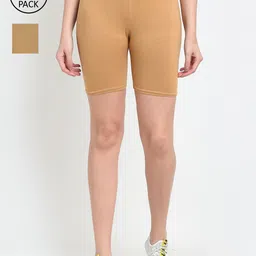 GRACIT Women Pack Of 2 Beige Biker Shorts-image-88