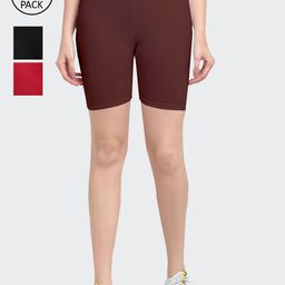 GRACIT Women Pack of 3 Solid Biker Shorts-picture-13