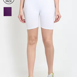 GRACIT Women White Biker Shorts-image-31