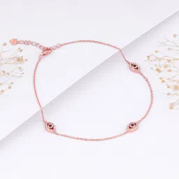 GIVA 925 Sterling Silver Rose Gold Plated Stone Studded Anklets-picture-10