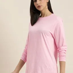 DILLINGER Women Solid Round Neck Cotton Oversized T-Shirt-picture-10