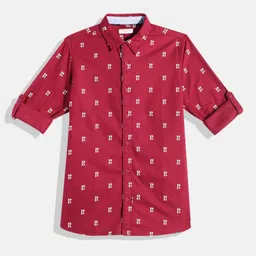 U.S. Polo Assn. Kids Boys Typography Printed Opaque Pure Cotton Casual Shirt-image-89