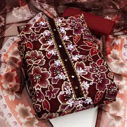 KALINI Embroidered Organza Unstitched Dress Material-picture-16