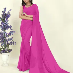 ANAND SAREES Solid Saree With Unstitched Blouse Piece-image-7