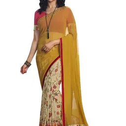 ROOP SUNDARI SAREES Floral Printed Pure Georgette Saree image 1