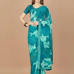 Mitera Abstract Printed Beads & Stones Pure Georgette Saree-picture-34