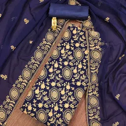 SHADOW & SAINING Embroidered Silk Georgette Unstitched Dress Material-picture-32