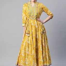 Readiprint Ethnic Motifs Printed Thread Work Cotton Anarkali Kurta-picture-10