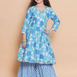 Bitiya by Bhama Girls Ethnic Motifs Angrakha Gotta Patti Pure Cotton Kurta with Sharara-picture-39