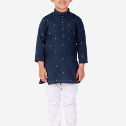 Pro-Ethic STYLE DEVELOPER Boys Navy Blue & White Pure Cotton Kurta with Pyjamas-picture-29