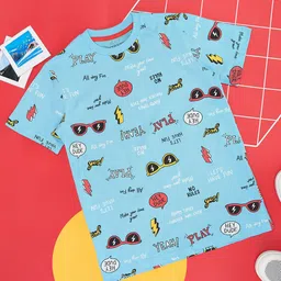 Pantaloons Junior Boys Conversational Printed Round Neck Cotton T-shirt-picture-11