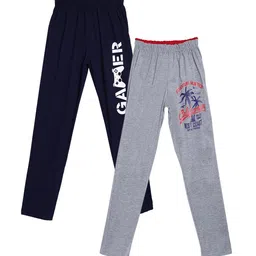 SWEET ANGEL Boys Pack Of 2 Navy Blue & Grey Solid Straight-Fit Cotton Track Pants-picture-29