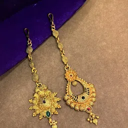 ATIBELLE Set Of 2 Gold-Plated Stone-Studded Maang Tikka-picture-10