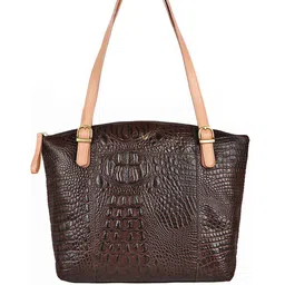 Hidesign Coffee Brown Animal Textured Leather Regular Structured Shoulder Bag-picture-20