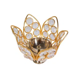 Homesake Gold-Toned Solid Akhand Diya In Lotus Shape-image-21
