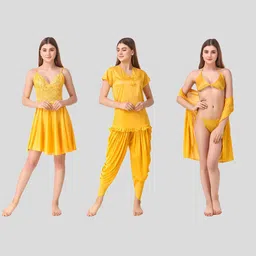 Romaisa Women Yellow Pack of 3 Night suits-image-16