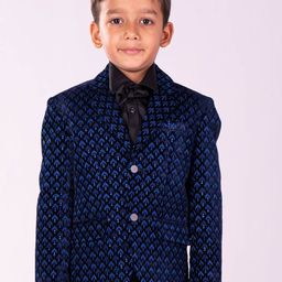 VASTRAMAY Boys Slim Fit Embroidered Sequinned Single-Breasted Velvet Party Blazer-picture-14