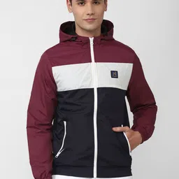 Van Heusen ACADEMY Men Maroon White Colourblocked Sporty Jacket image 1